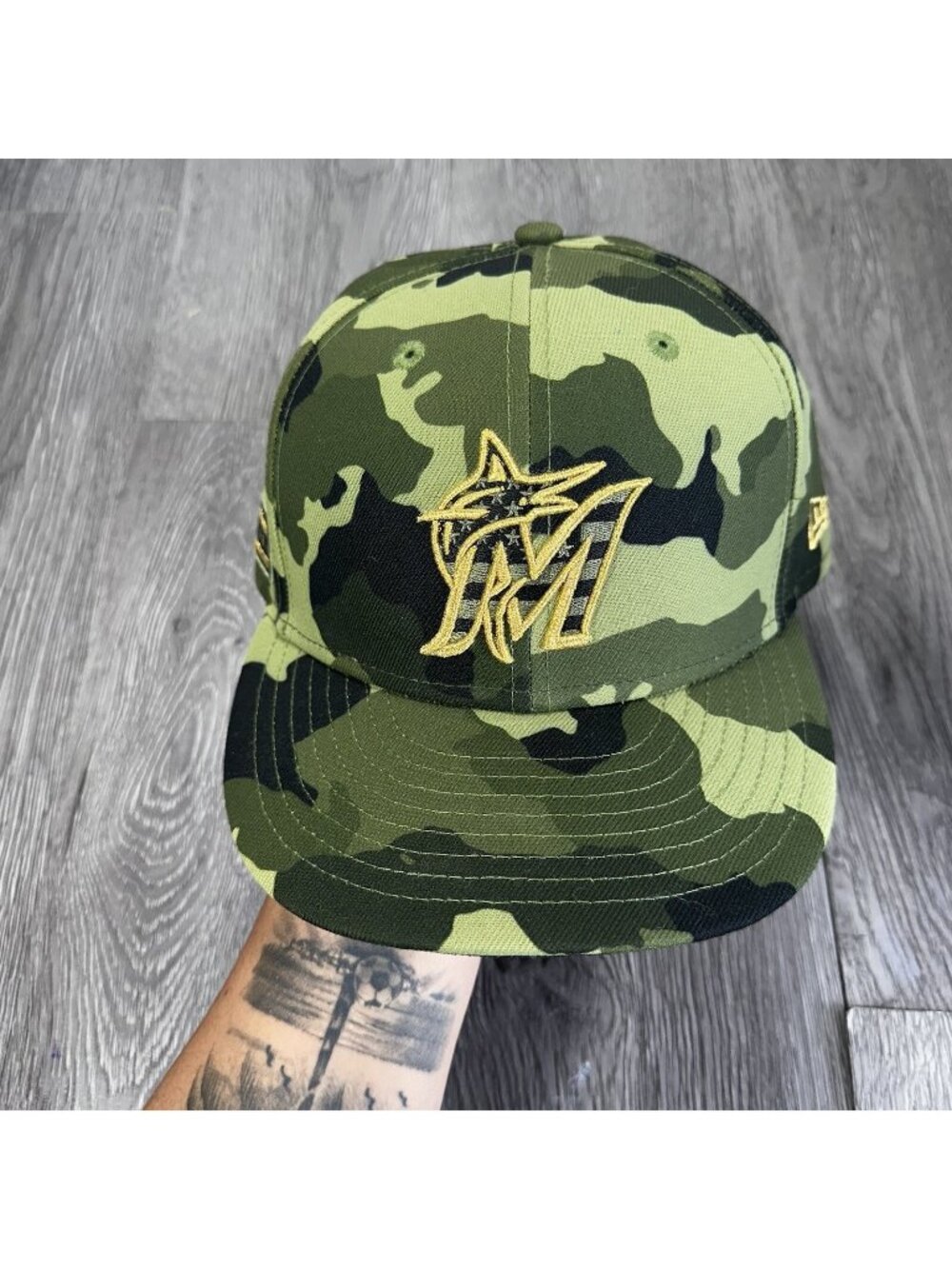 Men's New Era Camo Miami Marlins 2022 Armed Forces Day On-Field Low Profile